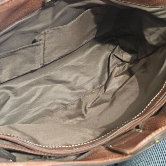 B.O.C Women's Olive & Brown Vinyl Shoulder Satchel Handbag Very Spacious Soft - Picture 13 of 15